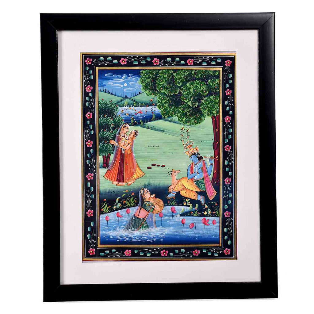 Bansi Kanhaiya Rajasthani Style Painting (13.5*16.5 Inches)