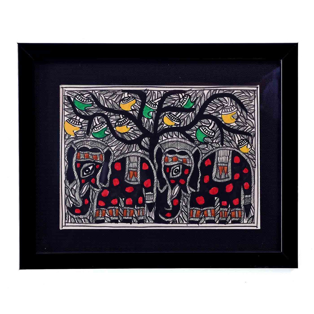 Artistic Elephant Madhubani Painting ( 8.5*10.5 Inches)