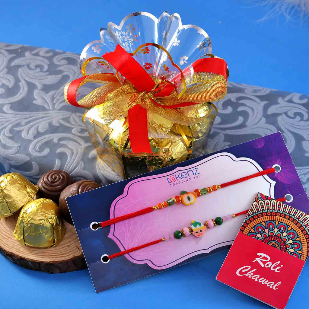 Kids Rakhi Set Of 2 &  Assorted Chocolate Gift Box