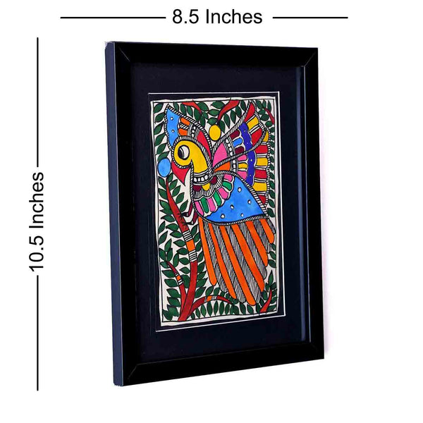 Fascinating Peacock Mithila Painting (8.5*10.5 Inches)