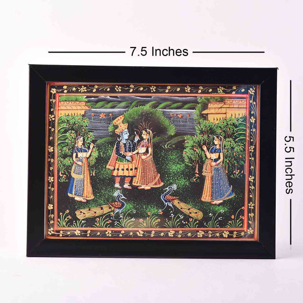 Angelic Radha-Krishna Desktop Painting (Framed, 7.5*5.5 Inches)