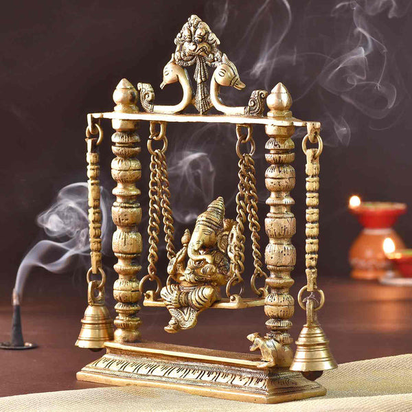 Lord Ganesha On Swing Brass Idol