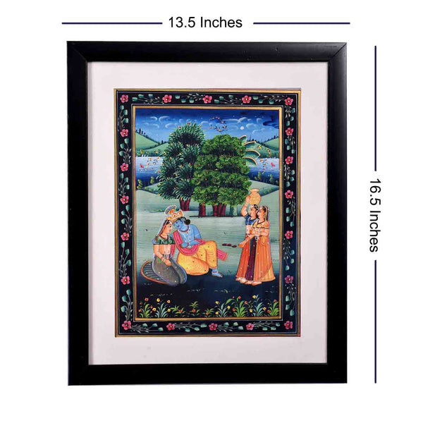 Adorable Radha Krishna Rajasthani Style Painting (13.5*16.5 Inches)