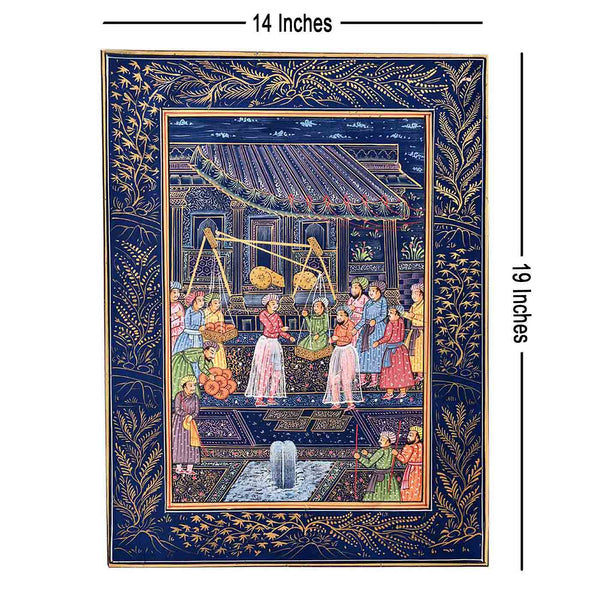 Royal Charity Balance Mughal Painting (14*19 Inches)