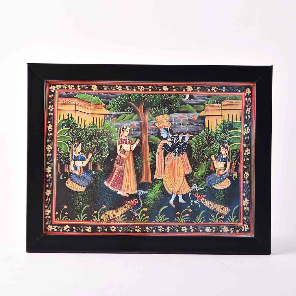 Mellifluous Radha-Krishna Desktop Painting (Framed, 7.5*5.5 Inches)