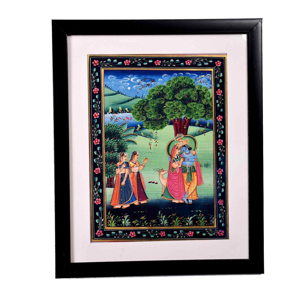 Enchanting Romance Of Radha Krishna In Kishangarh Painting (13.5*16.5 Inches)