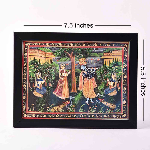 Mellifluous Radha-Krishna Desktop Painting (Framed, 7.5*5.5 Inches)