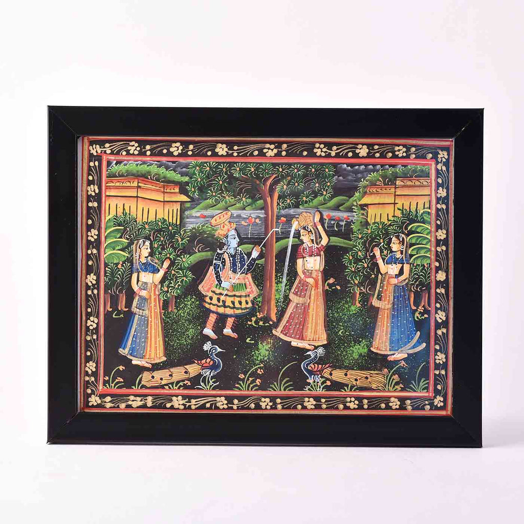 Natkhat Krishna Desktop Painting (Framed, 7.5*5.5 Inches)