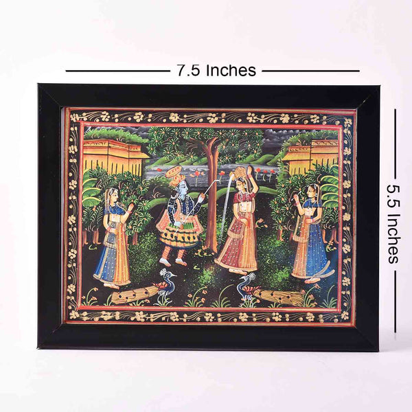 Natkhat Krishna Desktop Painting (Framed, 7.5*5.5 Inches)
