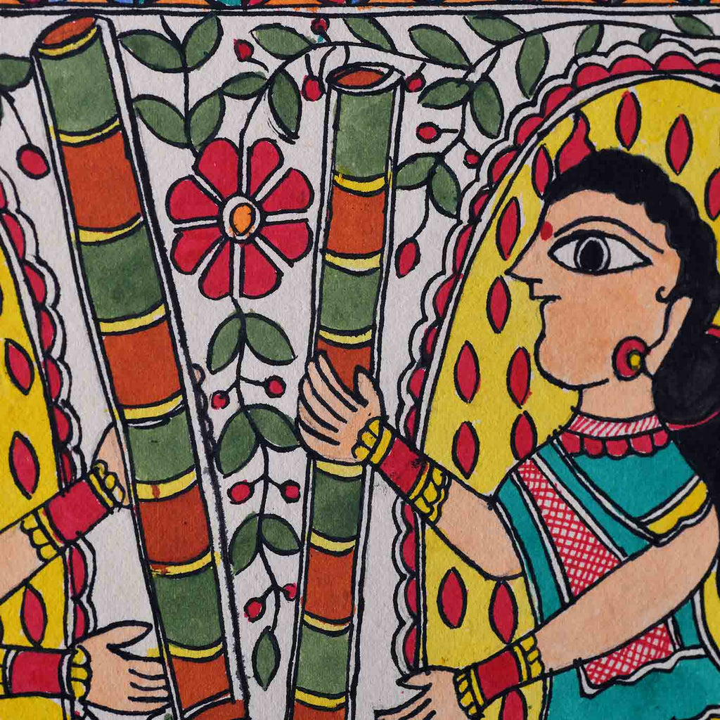 The woman's face, Gorgeous Madhubani painting