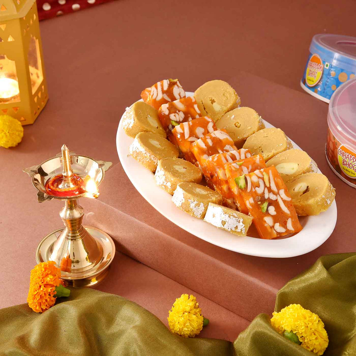 Batisha Sweets Brass Udipi Deep With Karachi Halwa & Batisha Slice – TOKENZ