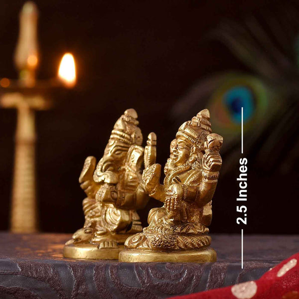 Divine Lakshmi & Ganesha Brass Idols