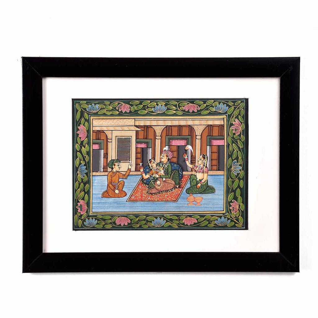Harem Of Mughal King Framed Painting (13.5*10.5 Inches)