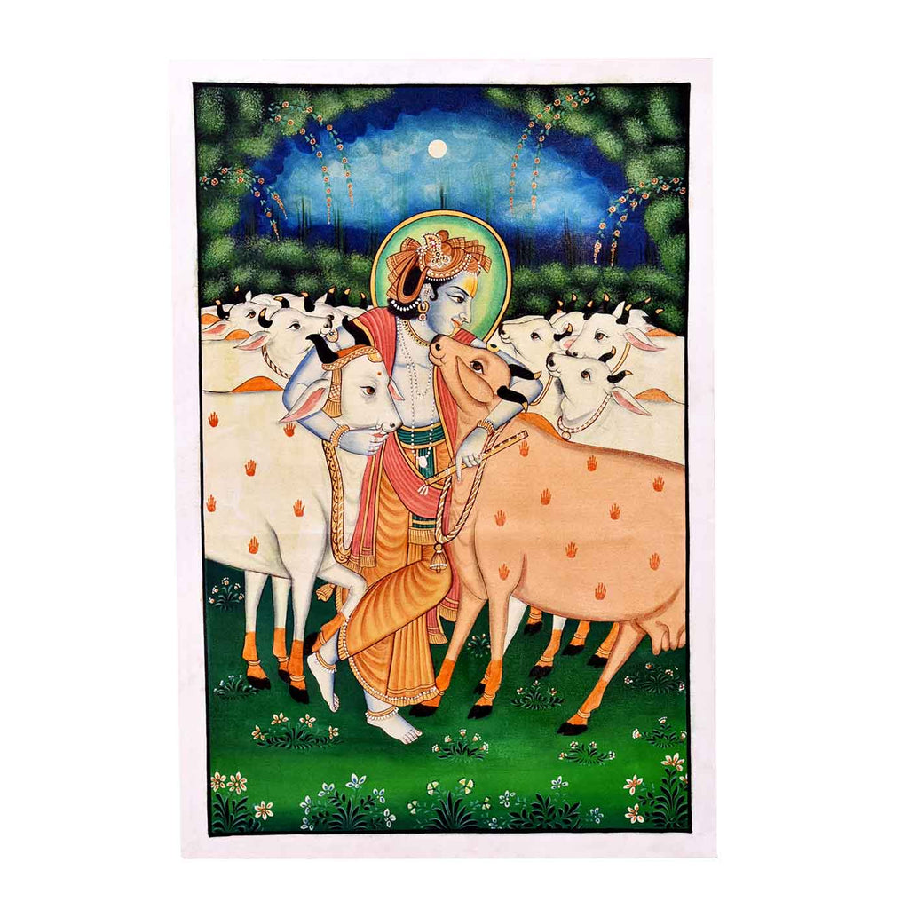 The Cowherd Krishna Phad Painting