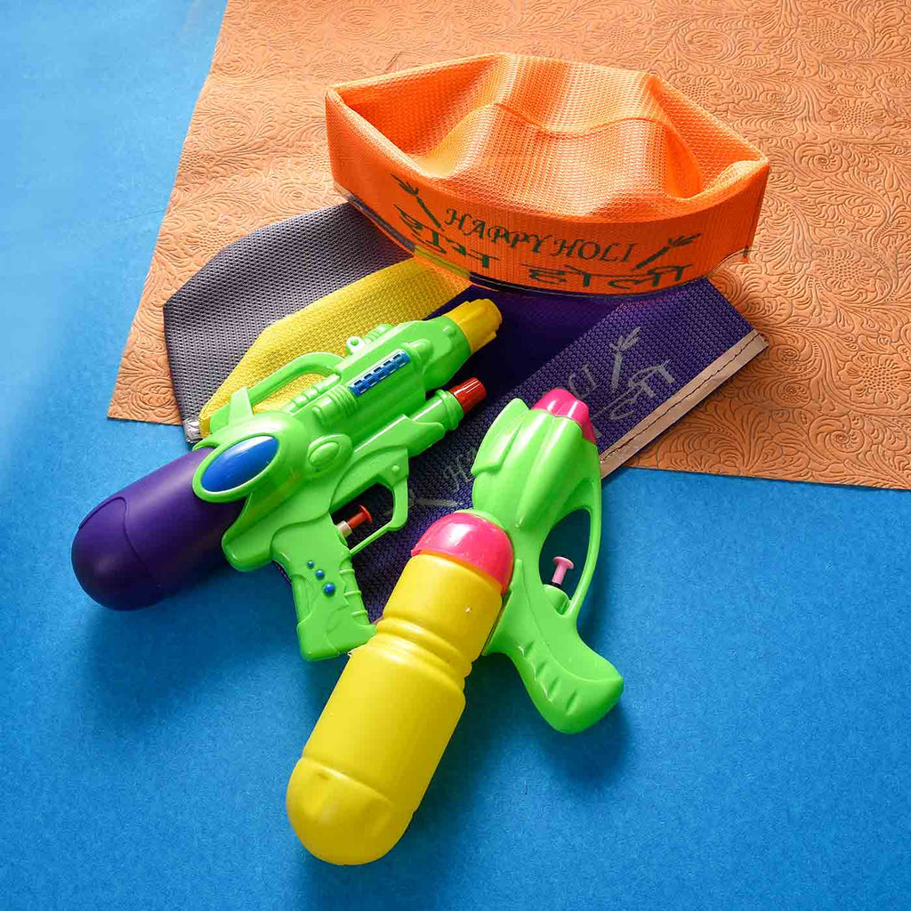 Hamper Of Holi Caps, Fragrant Gulal And Water Guns For Holi, 46 OFF