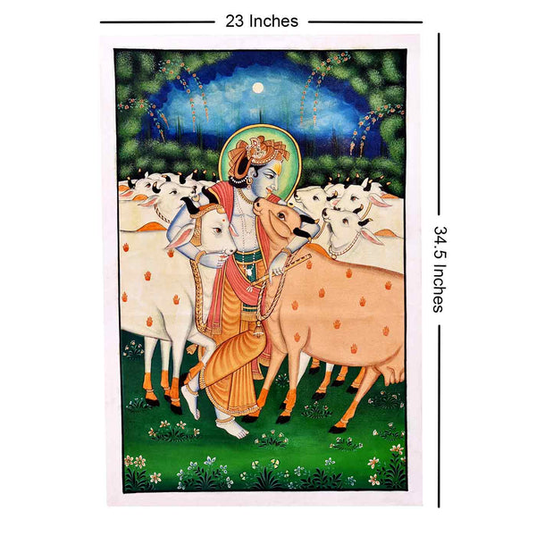 The Cowherd Krishna Phad Painting