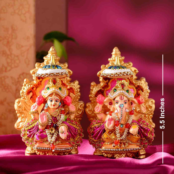 Religious Terracotta Lakshmi & Ganesha Set (5.5 Inches)