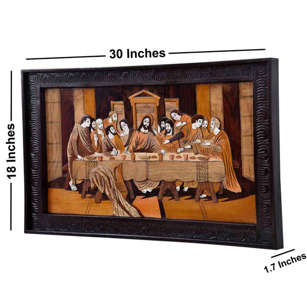 Jesus Christ With Disciples Mysore Rosewood Inlay Painting (30*18*1.7 Inches)
