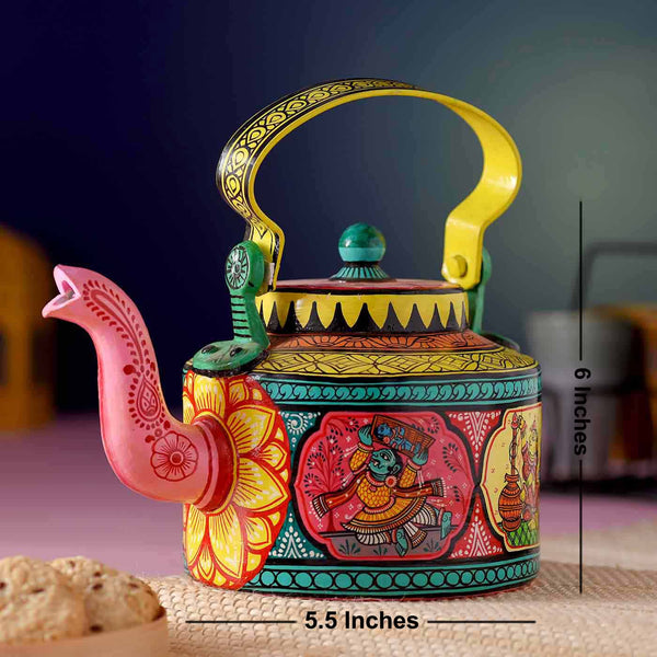 Spectacular Kettle Painted With Pattachitra Painting (6*5.5 Inches)