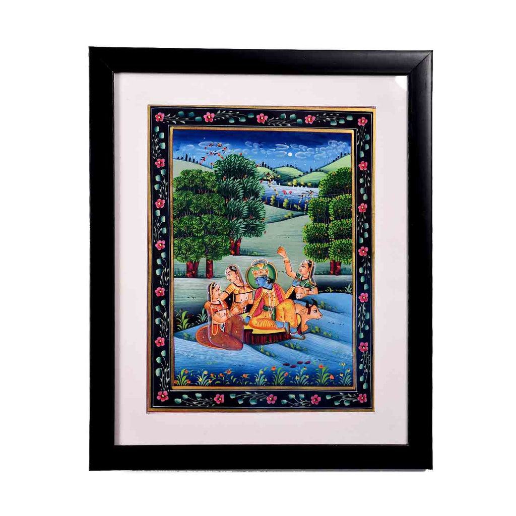 Lord Krishna With Gopis In Kishangarh Paintings (13.5*16.5 Inches)