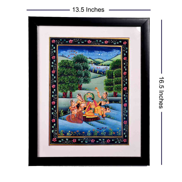 Lord Krishna With Gopis In Kishangarh Paintings (13.5*16.5 Inches)