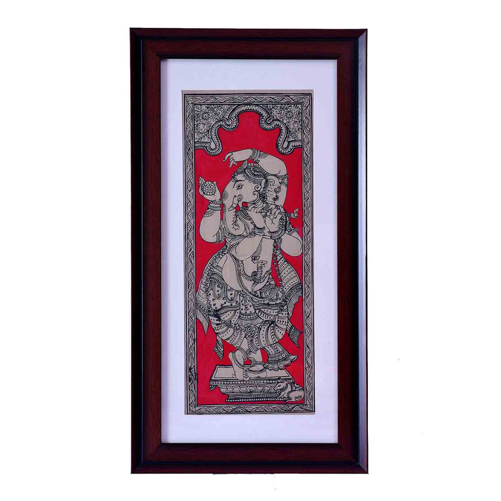 Expressive Ganesha Pattachitra Painting On Tussar