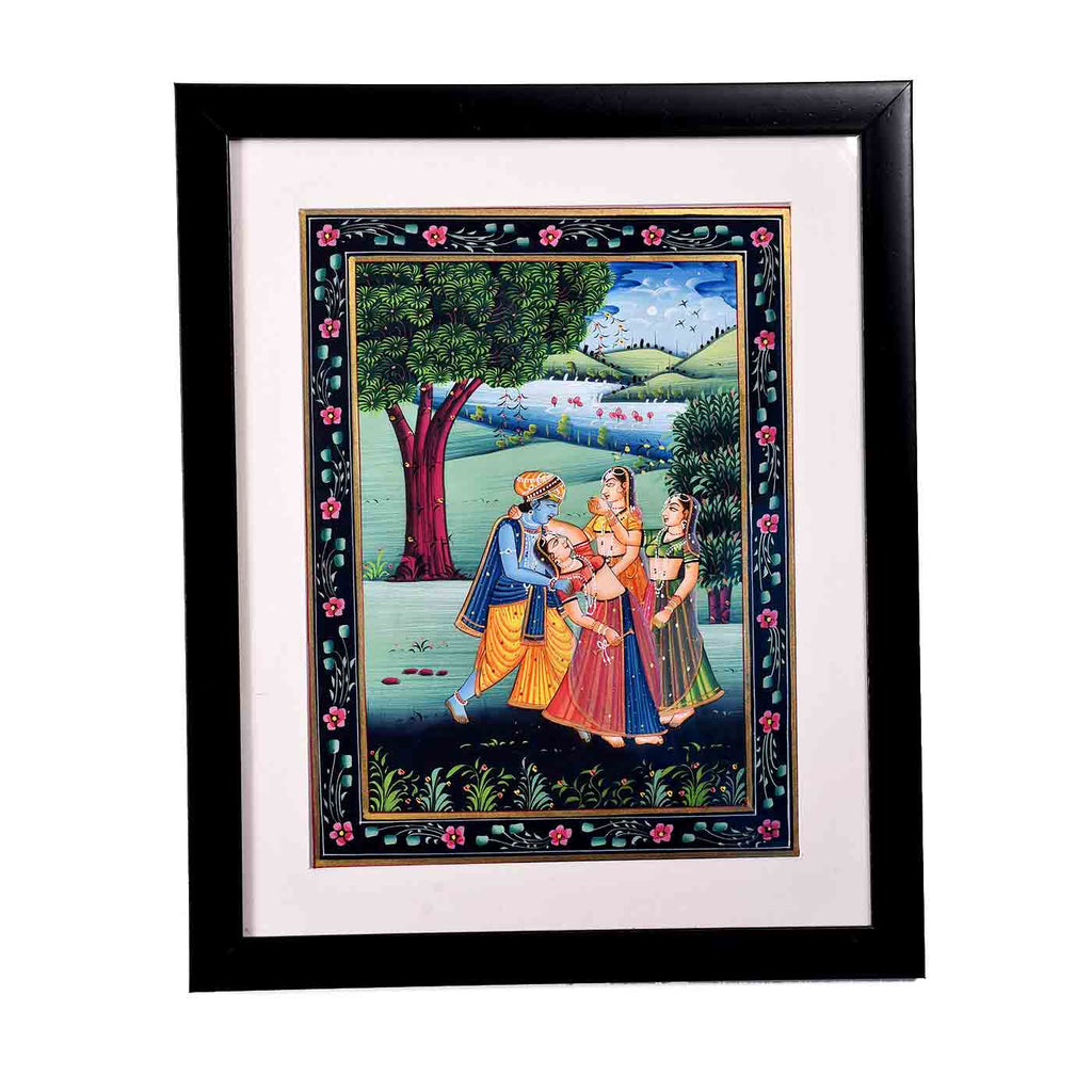 Enchanted Radha-Krishna Kishangarh Painting (13.5*16.5 Inches)