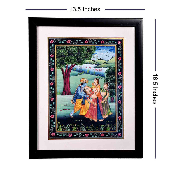 Enchanted Radha-Krishna Kishangarh Painting (13.5*16.5 Inches)