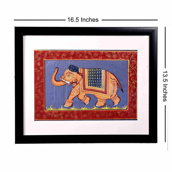 Grandeur Elephant Mughal Painting (16.5*13.5 Inches)