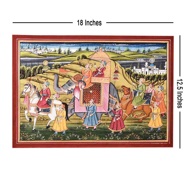 Badshah Akbar Royal Procession Painting (18*12.5 Inches)