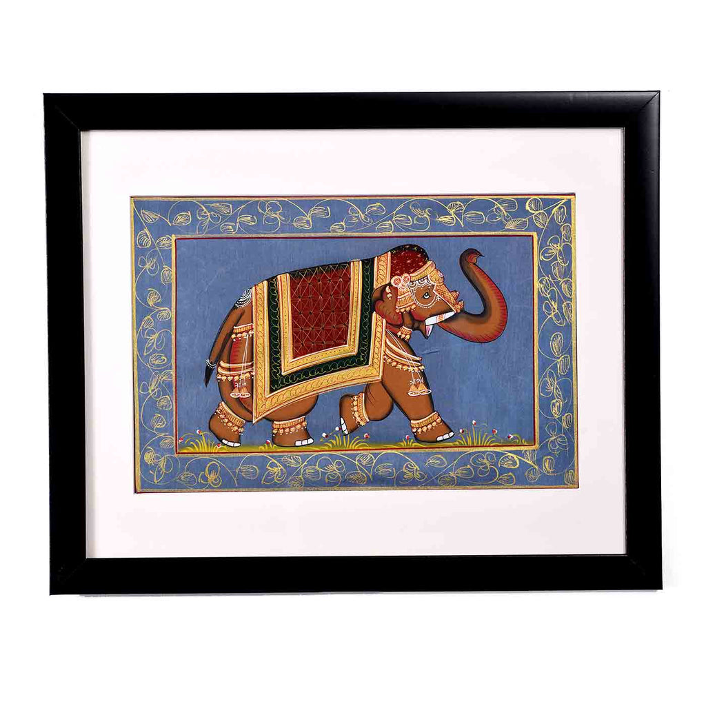 Grandiose Elephant Mughal Painting (16.5*13.5 Inches)