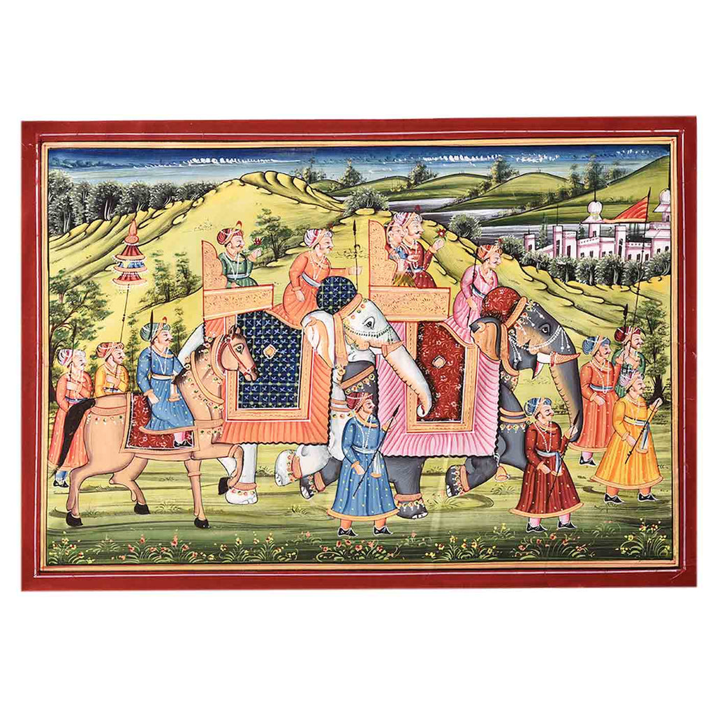 The Grand Mughal Procession Painting (18*12.5 Inches)