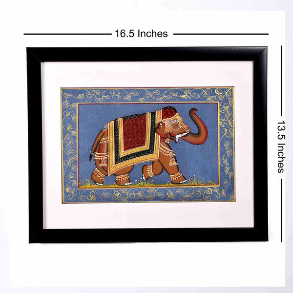 Grandiose Elephant Mughal Painting (16.5*13.5 Inches)