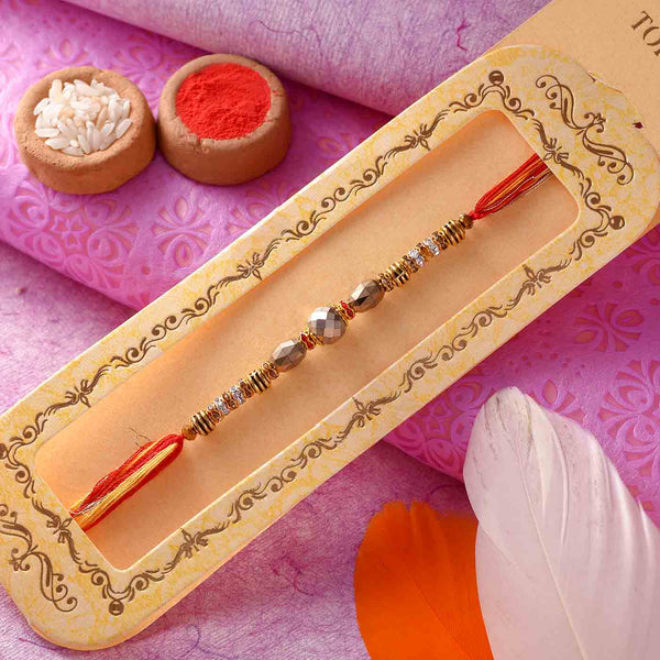 Beautiful Golden Bead Rakhi