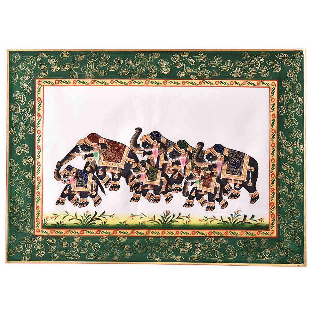 Royal Elephant Herd Painting (19.5*14 Inches)