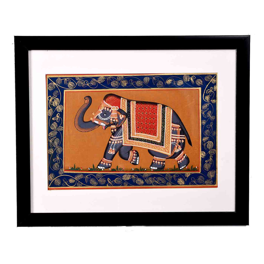 Royal Looking Elephant Mughal Painting (16.5*13.5 Inches)