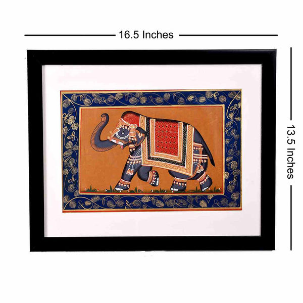 Royal Looking Elephant Mughal Painting (16.5*13.5 Inches)