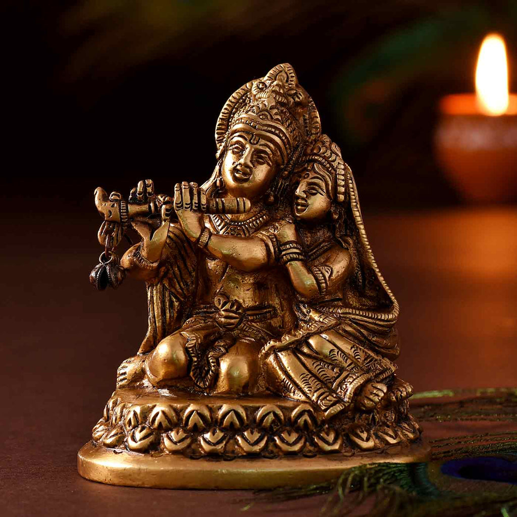 Soulful Love Radha Krishna Brass Idol