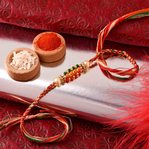 Amazing Beads Rakhi With Namkeen, Sweet & Box