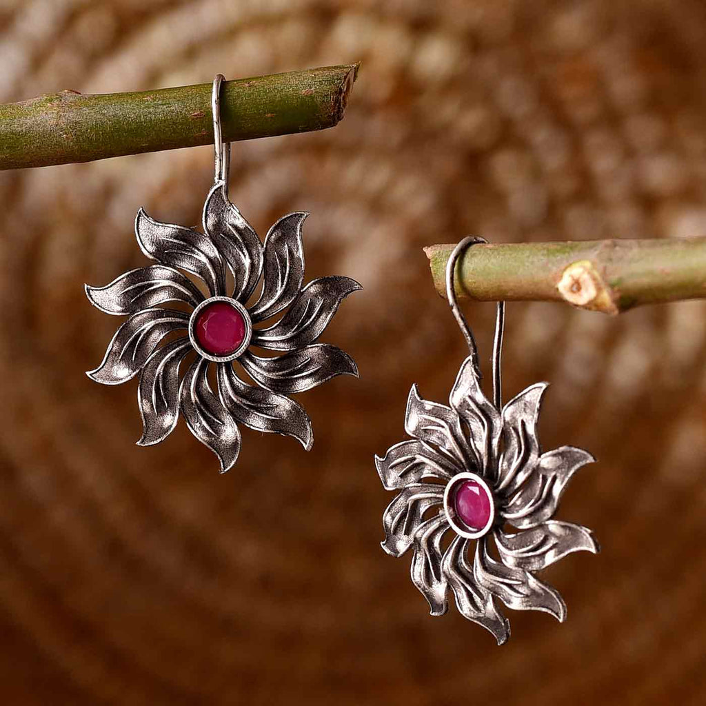 Enchanting Floral Oxidised Earrings