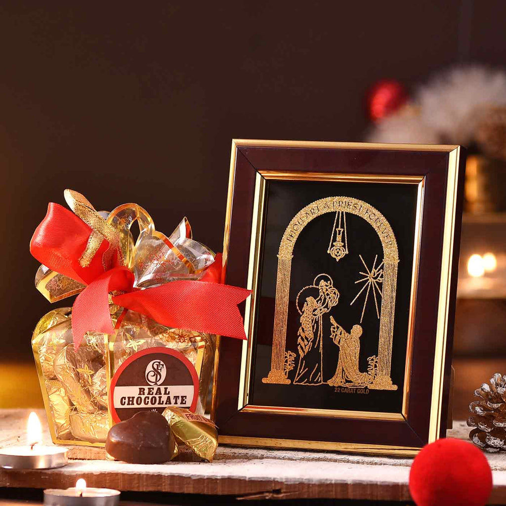 Holy Priest Gold Frame With Assorted Chocolates