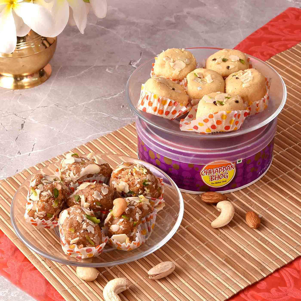 Traditional Magdal & Gond Laddoo CD Sweet Boxes.