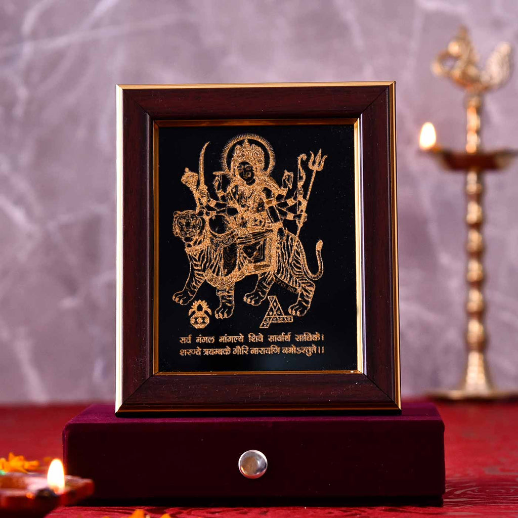 Devotional Maa Durga Gold Frame