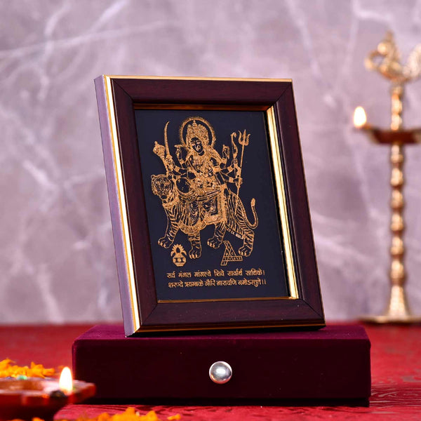 Devotional Maa Durga Gold Frame