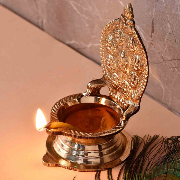 Ritualistic Ganesha Ashtalakshmi Brass Diya (11.5 cm  / 4.5 Inches)
