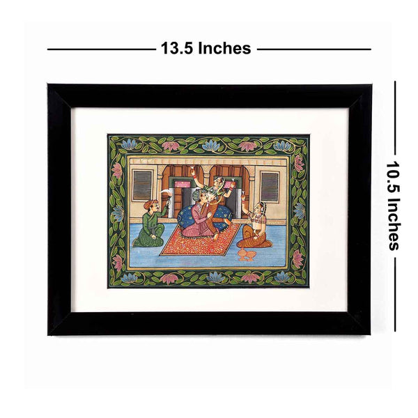 Mughal Royalty Harem Framed Painting (13.5*10.5 Inches)