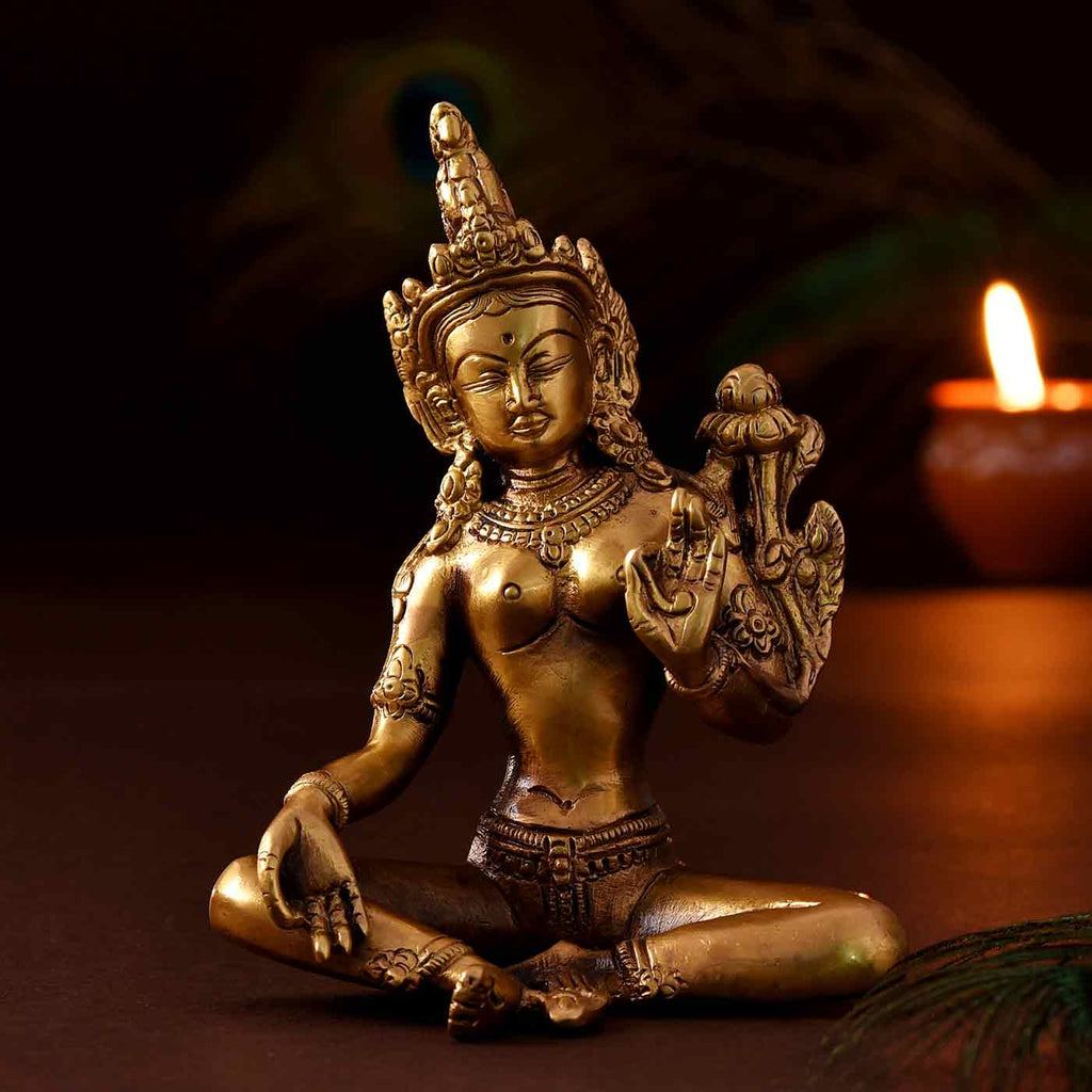 Vitarka Mudra Buddha Brass Idol