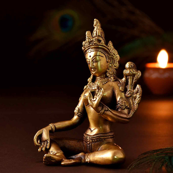 Vitarka Mudra Buddha Brass Idol