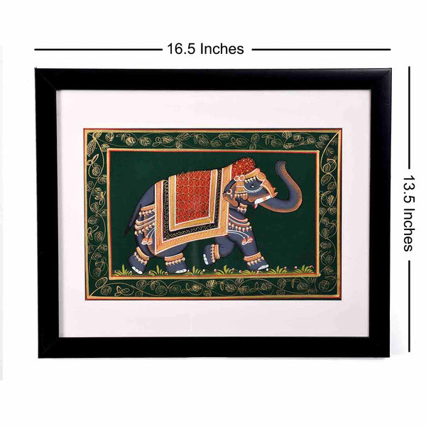 Royal Elephant Miniature Painting (16.5*13.5 Inches)