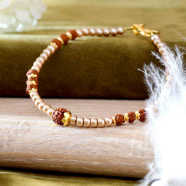 Exquisite Pearls & Rudraksh Rakhi